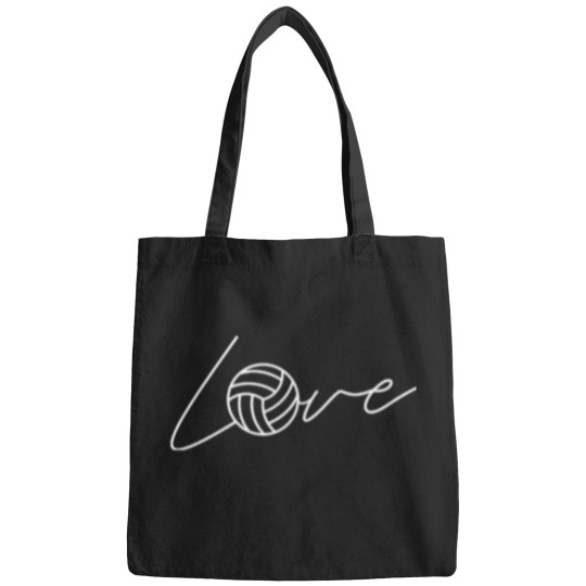 Discover Love-Volleyball-Minimal-Typography-Design-Active-T-Shirt Bags