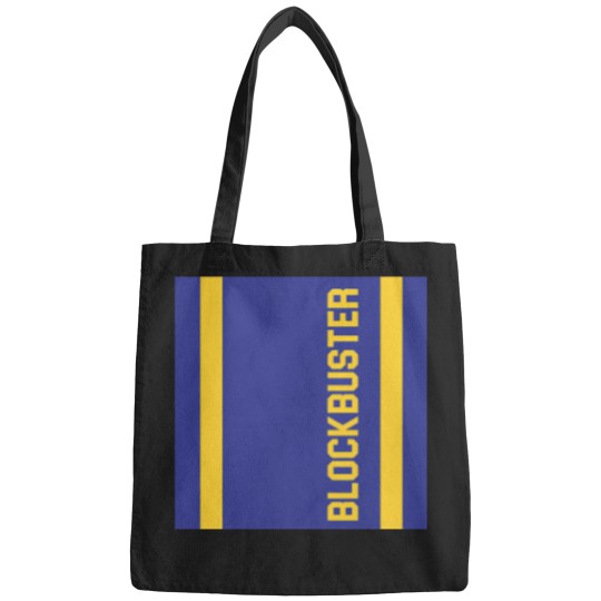 Discover Blockbuster-Video-90S-Vhs-Rental-Store-Merchandise-Blue-Yellow T-Shirt Bags