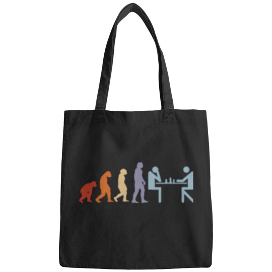 Discover Chess-Chess-Game-Chess-Pieces-Evolution-Chess-Board T-Shirt Bags
