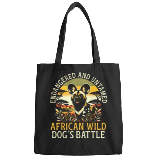 Discover Endangered Species African Wild Dog Animal Rights Activist T-Shirt (7) Bags