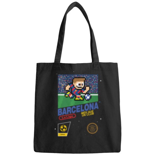 Discover Fc-Barcelona-V2--(8-Bit-Football--Soccer-Videogame-Cart) T-Shirt Bags