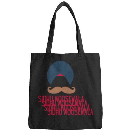 Discover Sidhu-Moosewala-I-Sidhu-Moosewala-Rip-I-Sidhu-Turban-Moustache T-Shirt Bags