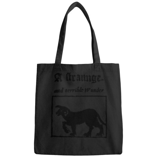 Discover 1057-Black-Shuck-A-Strange-And-Terrible-Wonder-Woodcut T-Shirt Bags