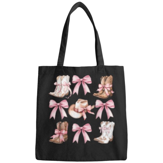 Discover Coquette-Cowgirl-Boots-With-Pink-Bows-Aesthetic-Y2K-Womens-T-Shirt Bags