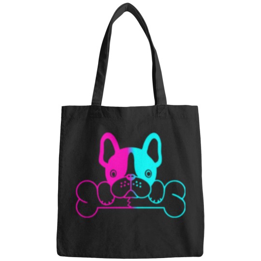 Discover Cute-French-Bulldog-Puppy-With-Bones-(1) T-Shirt Bags