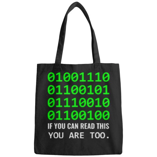 Discover Nerd Computer Binary Code For Developer Geeks  Admins T-Shirt Bags