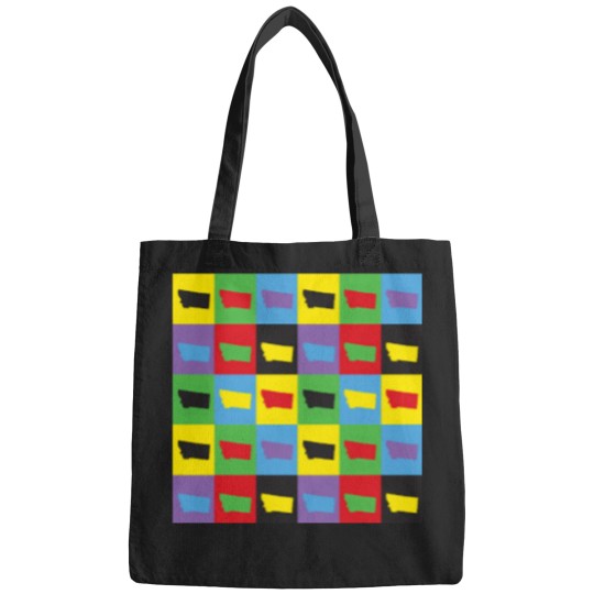 Discover Montana-Pop-Art-State-Pattern T-Shirt Bags