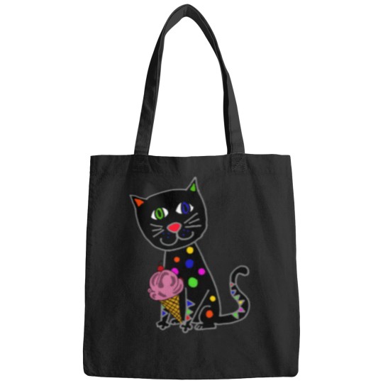 Discover Smilepetsa Black Cat Eating Ice Cream Cone Bags