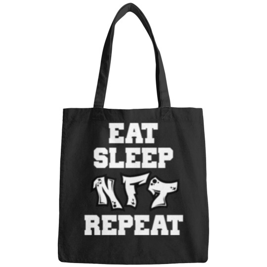 Discover Eat Sleep NFT Repeat Crypto Funny Saying Bags