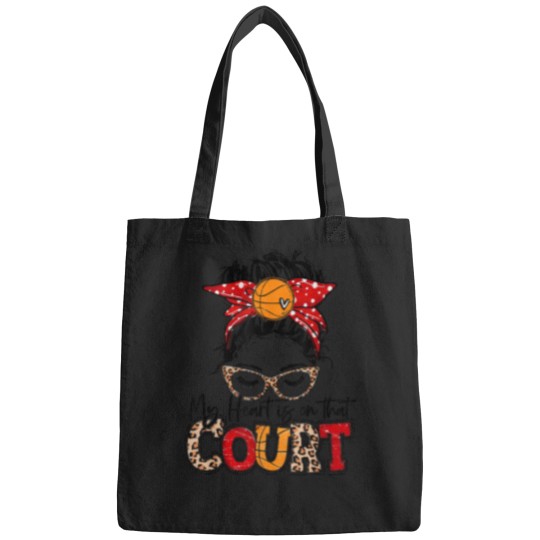 Discover My heart is on that court basketball Leopard Bas Bags
