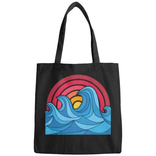 Discover 7300 Abstract Big Waves In The Sunset Active T-Shirt Bags