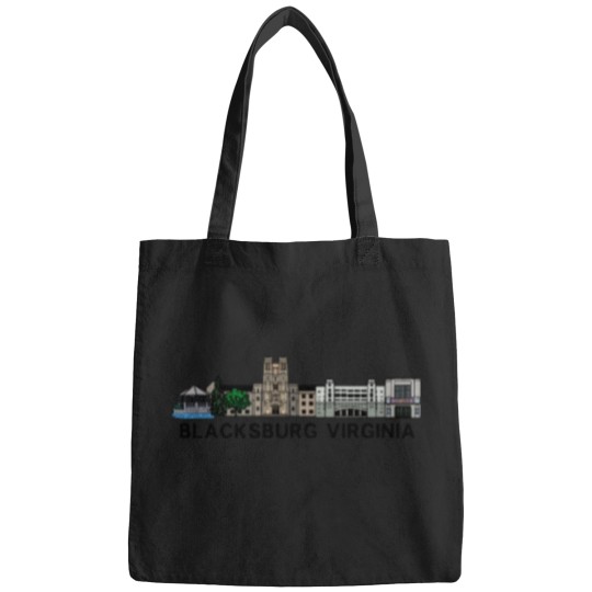 Discover Blacksburg Virginia Skyline Illustration Bags