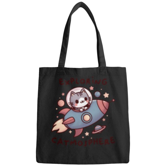 Discover Cute Space Cat Exploring the Catmosphere Bags
