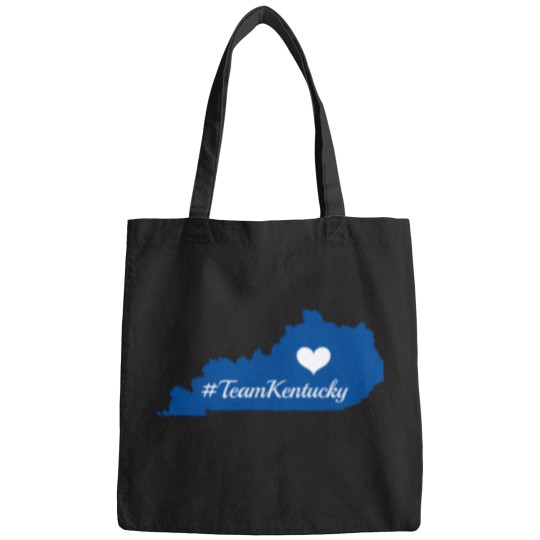 Discover teamkentucky kentucky state silhouette with heart blue Bags