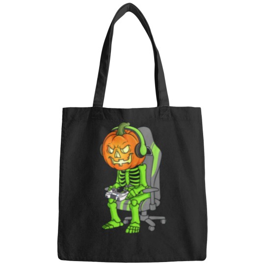 Discover Gaming Halloween Skeleton Jack O Lantern Gamer Boy Bags