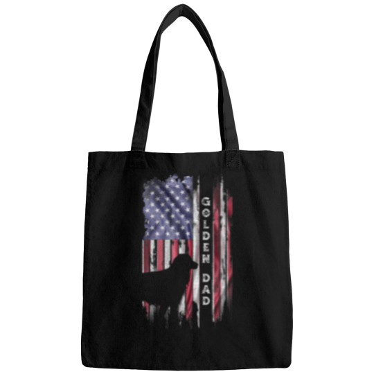Discover Vintage USA Flag Proud Golden Retriever Dad Silhou Bags