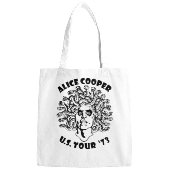 Discover Alice Cooper Men's Bags, Medusa USA Tour 1973 Cover White Graphic Bags