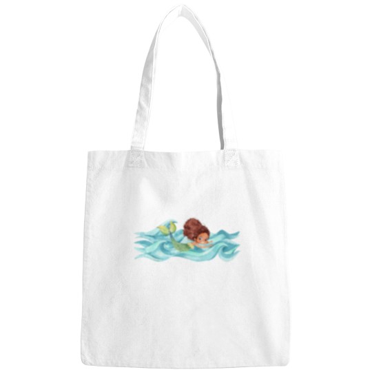 Discover Cute Mermaid in the sea Bags