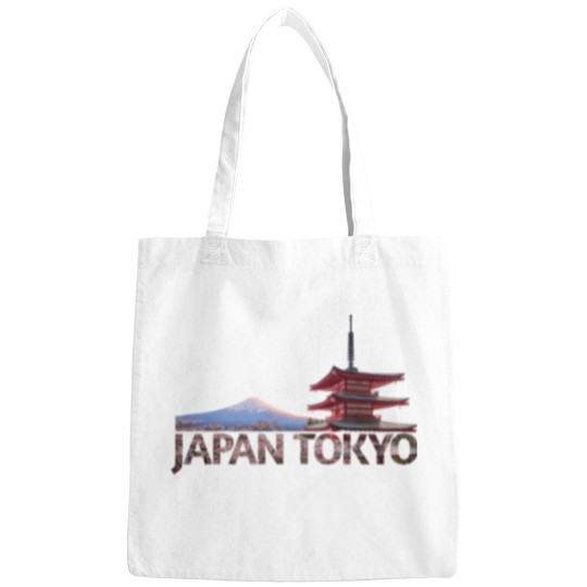 Discover Tokyo Japan Mount Fuji red Chureito Pagoda Souvenir Bags