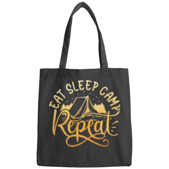 Discover eat sleep camp repeat designe for men and women Bags