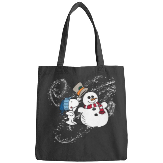 Discover vintage snoopy with snowmanwinter wonderland crewneck Bags
