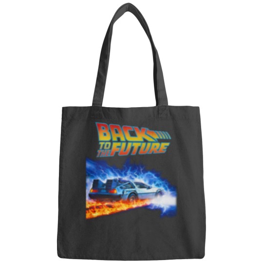 Discover back to the future PNG just DTF halftone black Bags