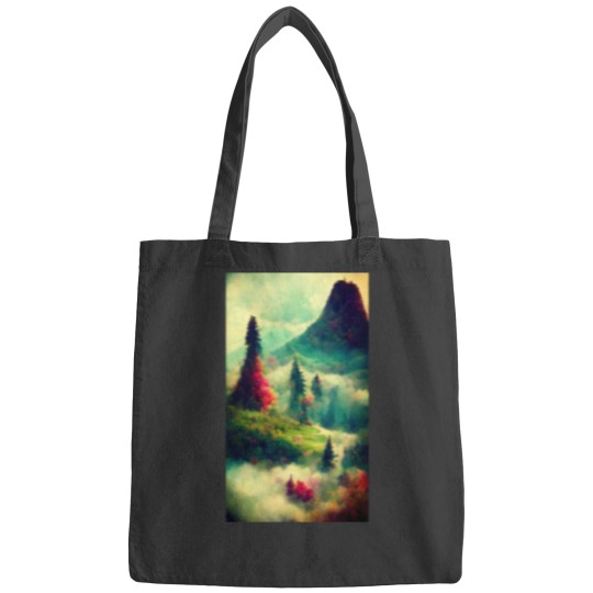 Discover Fantasy Mountain Scene Bags