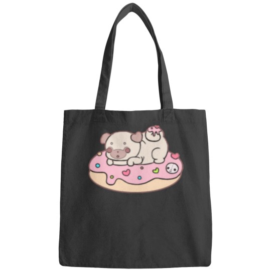 Discover Pug Pug on a donut Bags