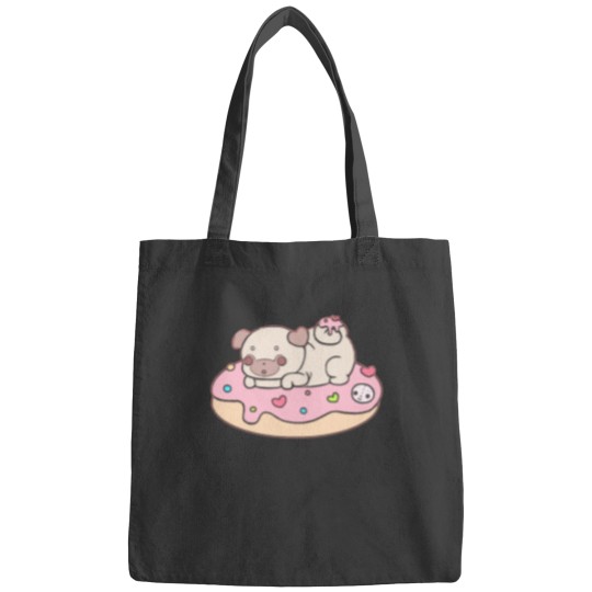 Discover Pug Pug on a donut (1) Bags