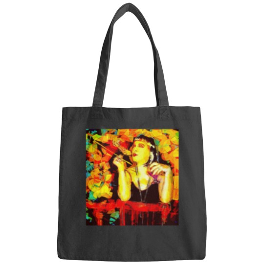 Discover Woman and wines Young witch quote Bags