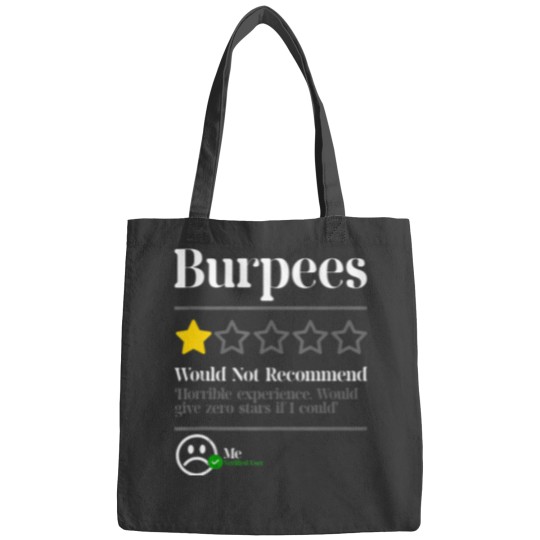 Discover Burpees Do Not Recommend 1 Star Rating Funny Gym Workout Tank Top Bags