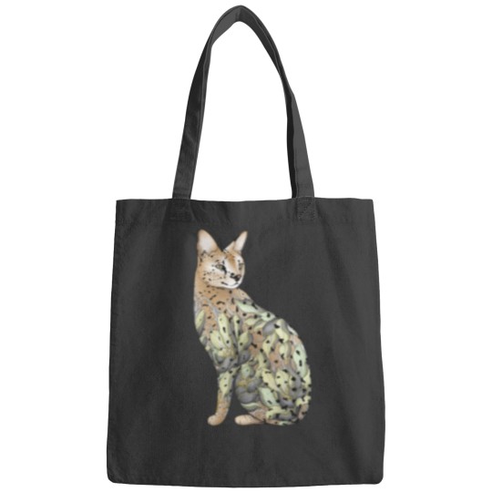 Discover Serval Cat in Lotus Tattoo Bags