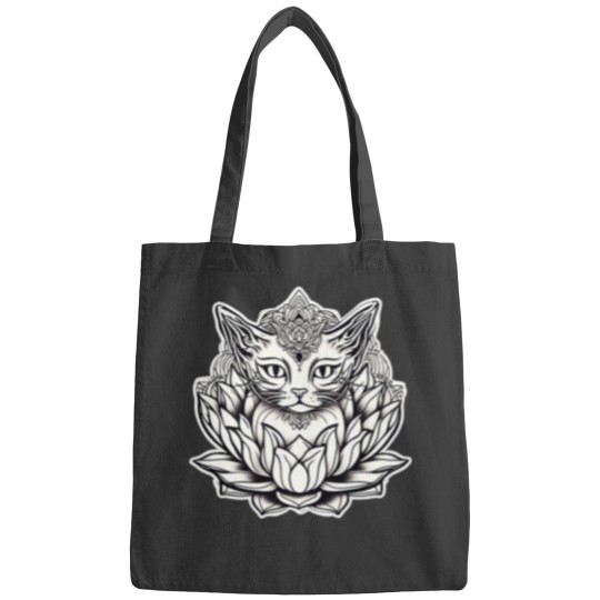 Discover Cat Lover Lotus Adorable Feline and Lotus Bags