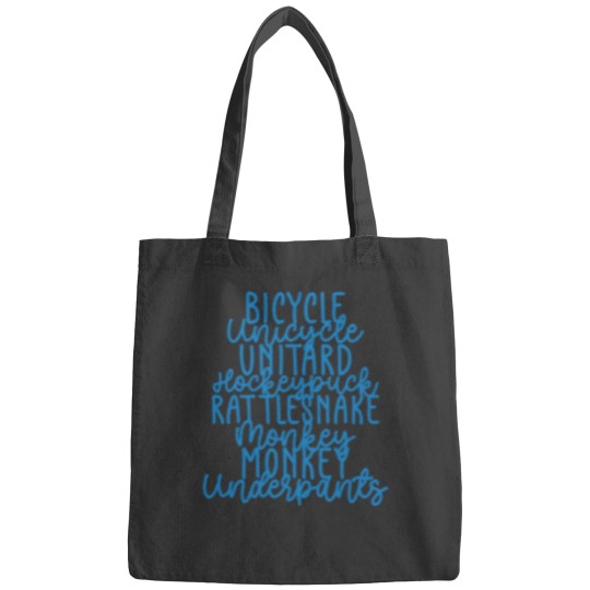 Discover Monkey Monkey Underpants Blue Fan Quote Bags
