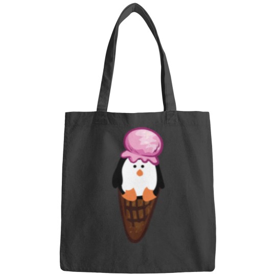 Discover Penguin strawberry ice cream waffle Fitted Bags