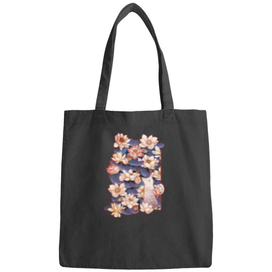 Discover White cat and Lotus Bags