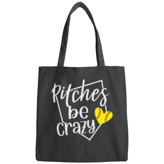 Discover Softball Player Pitches Be crazys Funny Softball Pitcher Bags
