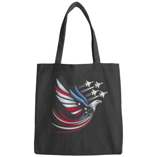 Discover Womens Patriotic Red Blue USA Flag Fighter Jets 4th of July VNeck Bags