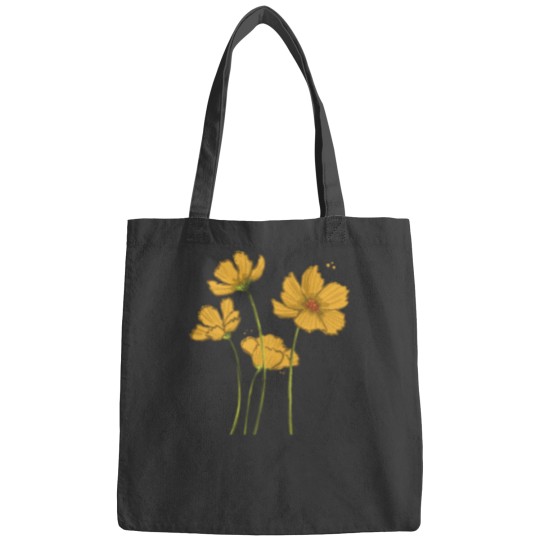 Discover Yellow Flowers Floral Illustration blue background  Classic Bags