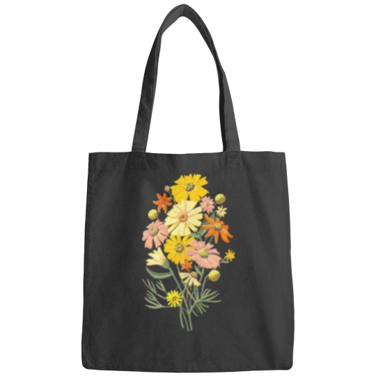 Discover happy wildflowers on navy art by jen montgomery jen montgomery transparentt Classic Bags