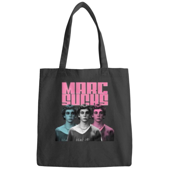 Discover Marc Sucks Empire Records Mark Funny Pop Art 90 Movies Damn the Man Unisex Bags