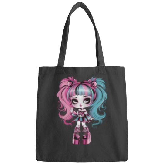 Discover Pink and Blue Hair Anime Girl Wearing Platform Shoes Bags