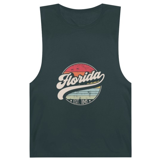 Discover Retro Florida Home State FL Cool 70s Style Sunset Barnard Tanks