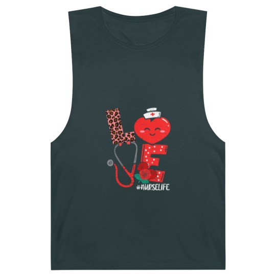 Discover Love Heart Stethoscope Nurse Life Valentine Day 2022 Women Barnard Tanks