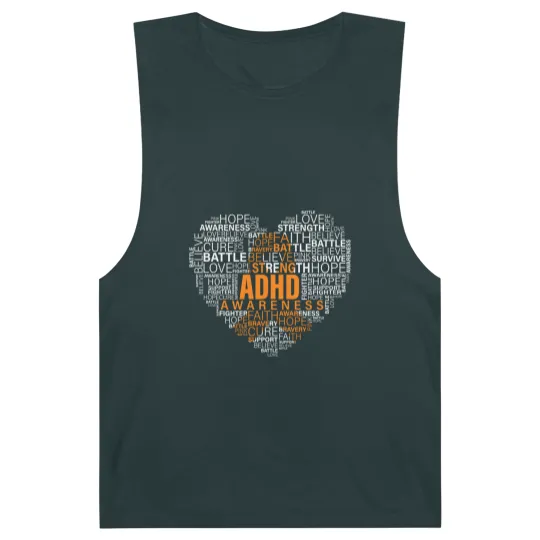 Discover ADHD awareness words cloud heart support proud ADHD warrior Barnard Tanks