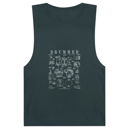 Discover Drum Set Kit Vintage Patent Drummer Drawing Print WHITE - Drummer - Barnard Tanks