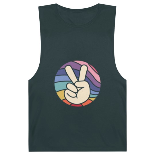 Discover Groovy Peace Sign Hand Hippie Vintage 70s Gift Barnard Tanks