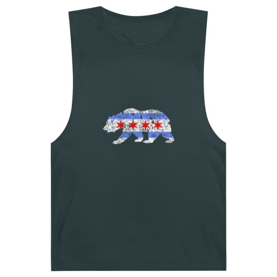 Discover Chicago City Flag Distressed Bear Barnard Tanks