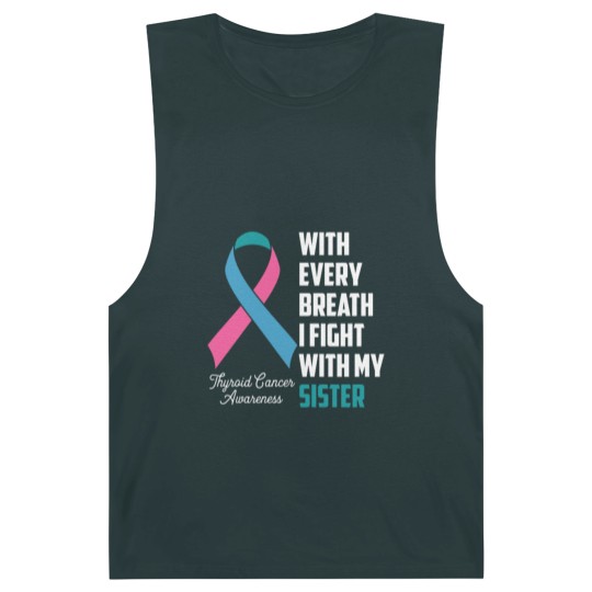 Discover Sister Thyroid Cancer Awareness Blue Pink Teal Rib Barnard Tanks