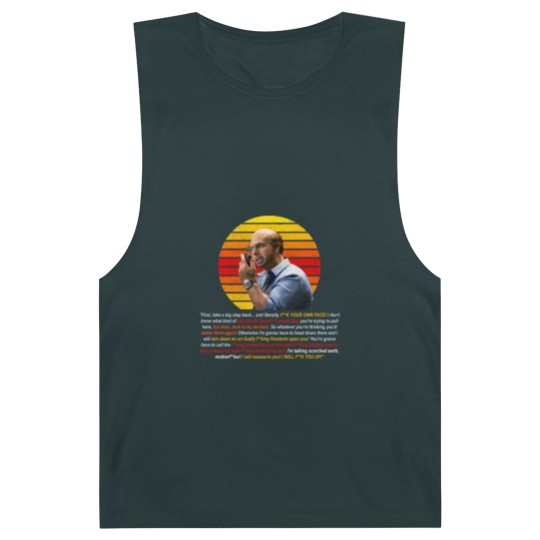 Discover Tom Cruise as Les Grossman from Tropic Thunder - Curse filled Rant Barnard Tanks